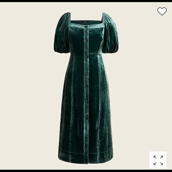 NWT-J.Crew Puff-sleeve velvet dress - Picture 2 of 4